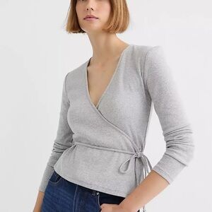 LOFT Heathered Ribbed Wrap Top